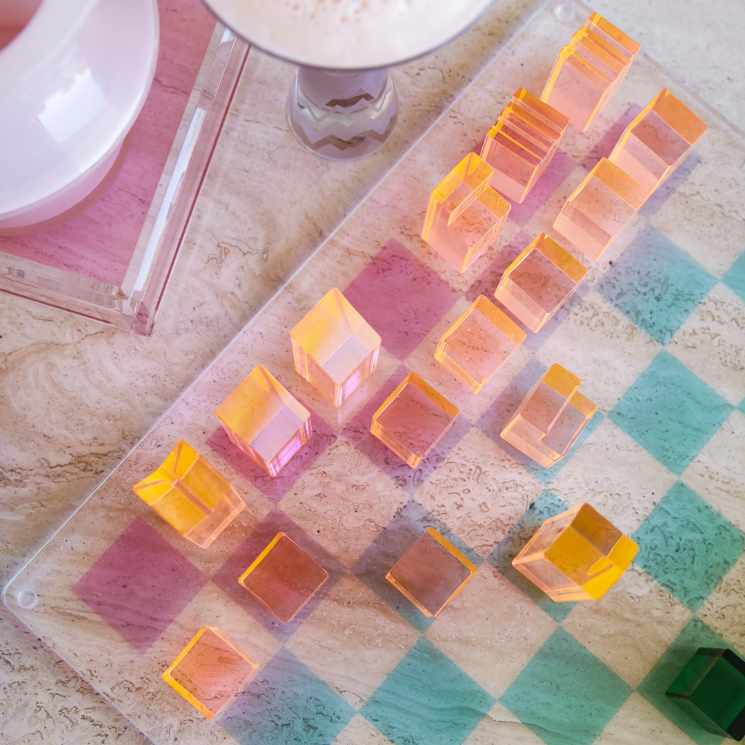 Acrylic Cubes With Trays Different Sets, Transparent Pastel Cubes