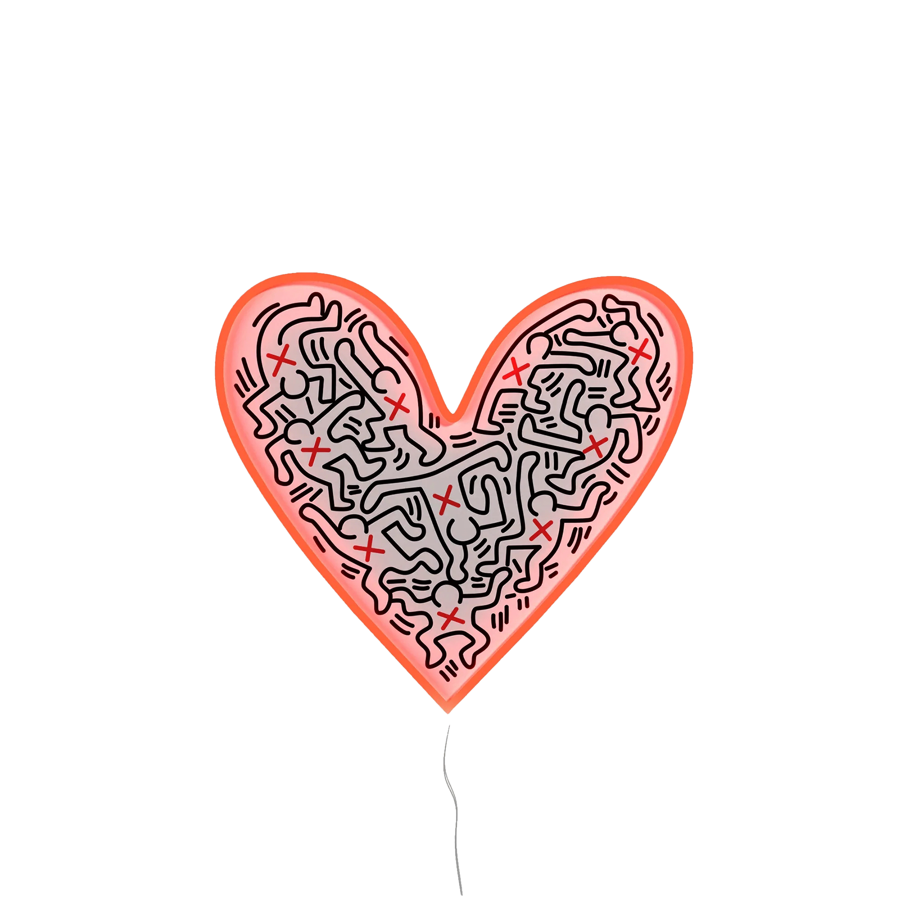 Keith Haring Neon Heart by Yellowpop