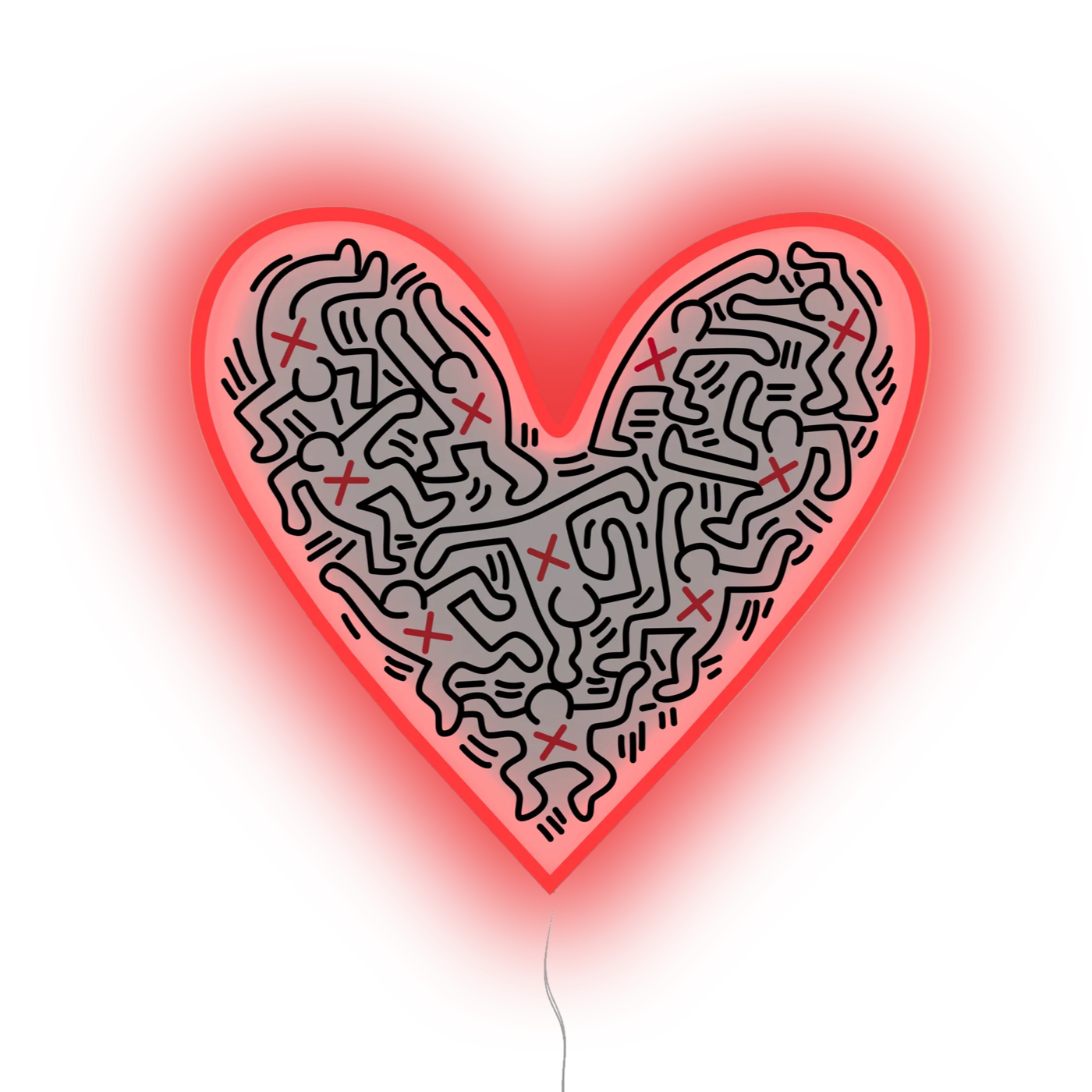 Keith Haring Neon Heart by Yellowpop