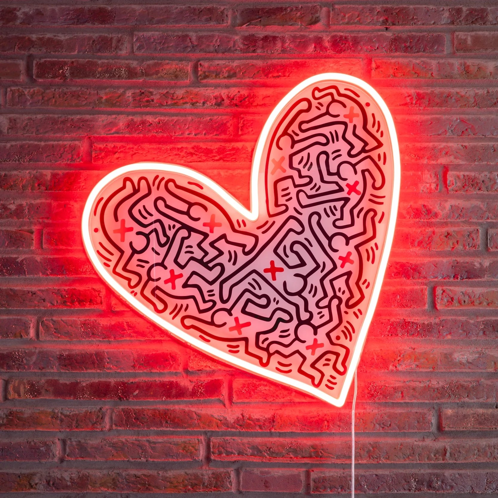 Keith Haring Neon Heart by Yellowpop