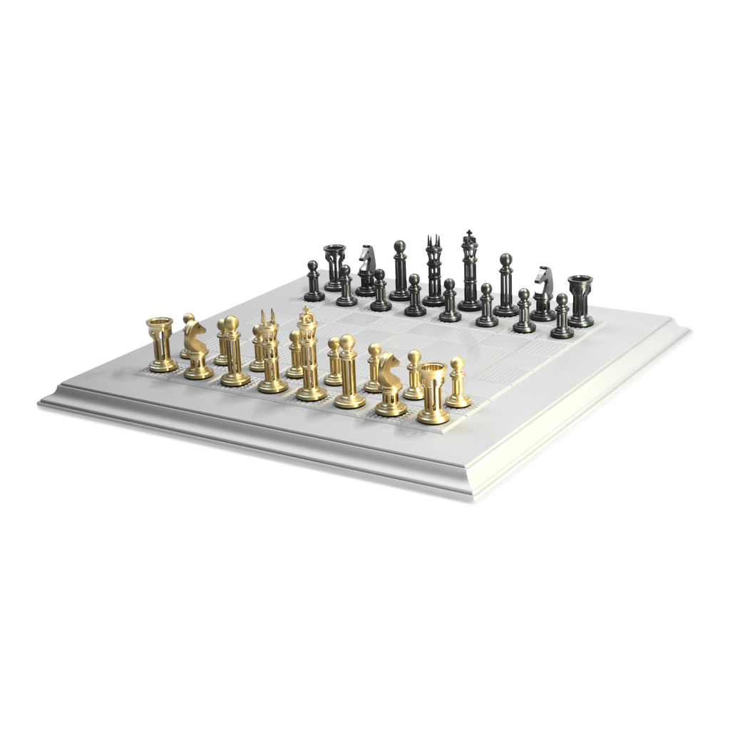 Blackened and Polished Brass Chess Set